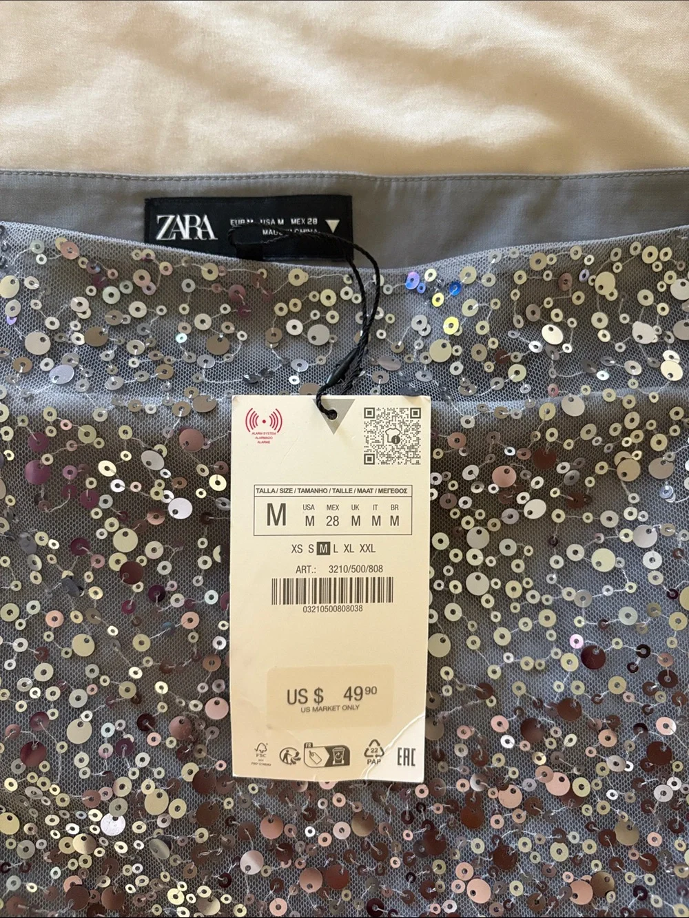 Zara Silver Sequin Fringe Scarf